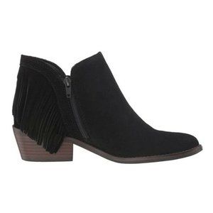 Lucky Brand Black Suede Fringe Bootie Sz 9